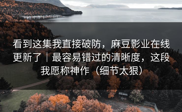 看到这集我直接破防，麻豆影业在线更新了｜最容易错过的清晰度，这段我愿称神作（细节太狠）