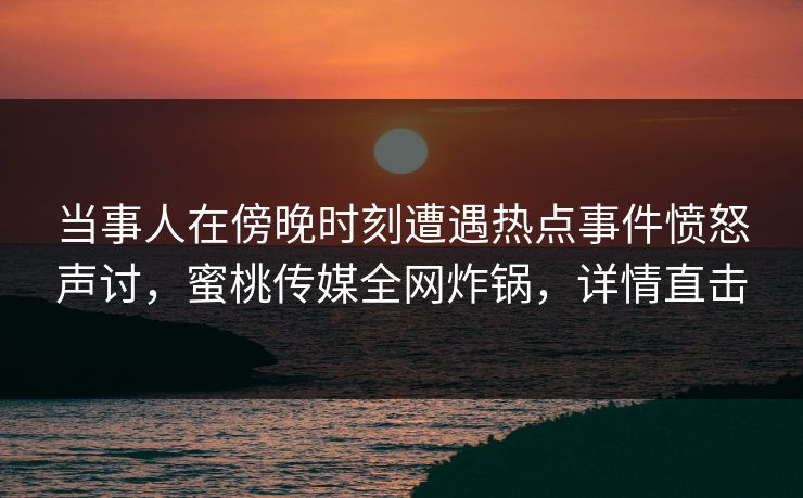当事人在傍晚时刻遭遇热点事件愤怒声讨，蜜桃传媒全网炸锅，详情直击