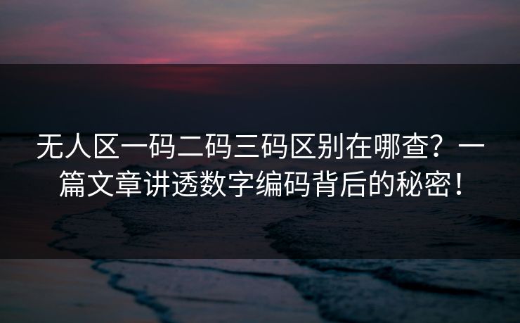 无人区一码二码三码区别在哪查？一篇文章讲透数字编码背后的秘密！