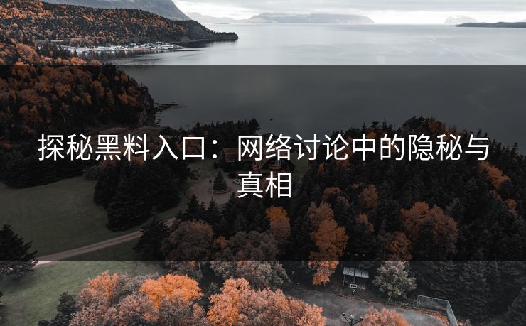 探秘黑料入口：网络讨论中的隐秘与真相